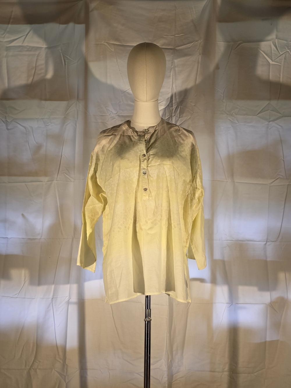 J. Jill Pale Yellow Casual Button-Down Henley Top
